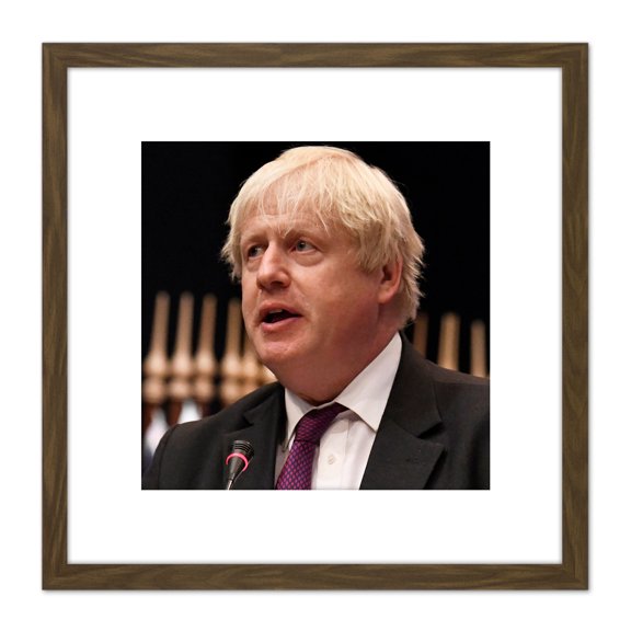 OPCW UK Prime Minister Boris Johnson Photo 8X8 Inch Square Wooden Framed Wall Art Print Picture with Mount