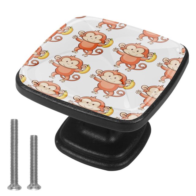 4 Pcs Handle Drawer Pulls Monkey Knobs with Screws Square