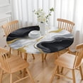 thumbnail image 3 of Black White Gold Marble Pattern Round Fitted Tablecloth with Elastic Edge,Dining Table Cover Waterproof,Outdoor Round Tablecloth for Camping,Dining,Indoor and Outdoor, 3 of 7
