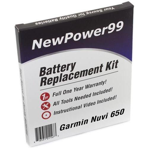 Garmin Nuvi 650 Battery Replacement Kit with Tools, Video Instructions, Extended Life Battery and Full One Year Warranty
