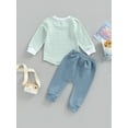 thumbnail image 5 of Douhoow Toddler Boy 2 Piece Outfit Long Sleeve Striped Sweatshirt Drawstring Pants Fall Clothes, 5 of 9