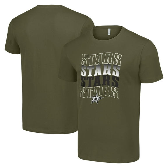 Men's Starter Olive Dallas Stars Four Team Name Logo T-Shirt