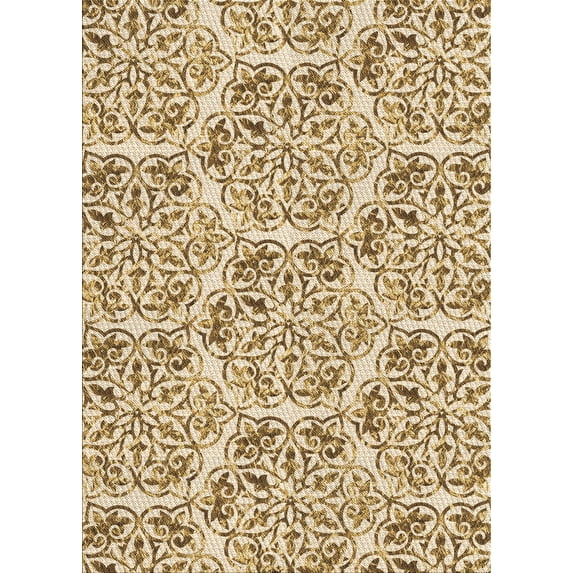 Ahgly Company Machine Washable Indoor Rectangle Transitional Khaki Gold Area Rugs, 2' x 5'