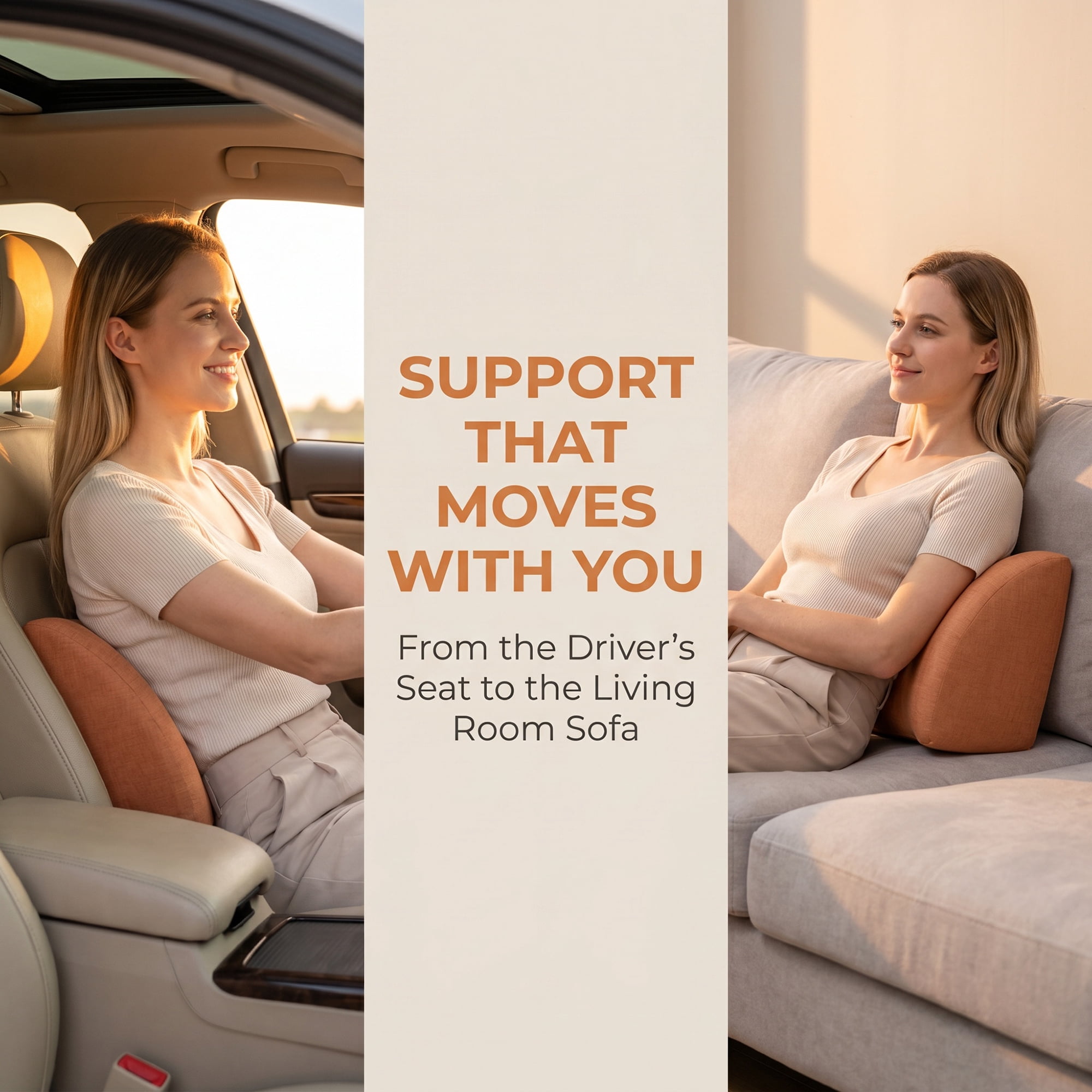 Unique Bargains Lumbar Support Pillow Cotton Back Support Orange 17.7" x 7.5" x 11"