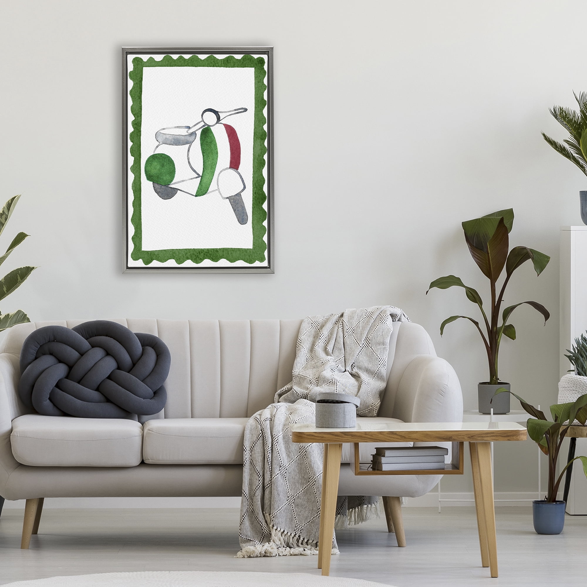 Stupell Industries Italian Motor Scooter Gray Framed Floater Canvas Wall Art, design by Camila Juncos