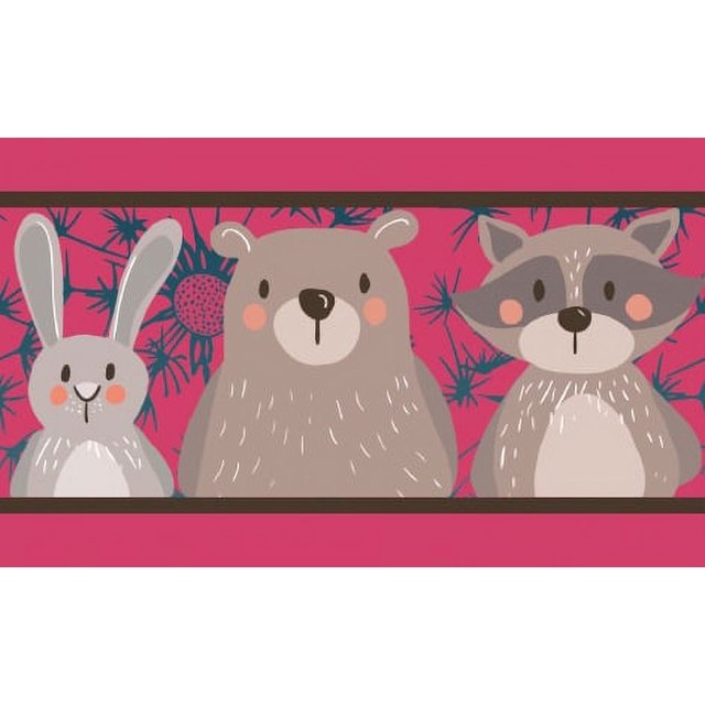 IBA Indianbeautifulart Pink Sloth|Bear & Rabbit Cartoon Fabric Laces For Crafts Printed Velvet Trim Fabric Sewing Border Ribbon Trims 9 Yards 3 Inches