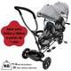 thumbnail image 5 of Triciclo Doble para Niños Asiento Giratorio Gemelar Luz Sonido Cinturón de Seguridad Llantas de Goma Apto a partir de 1 Año - Gris, 5 of 7