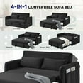 thumbnail image 3 of Lunale Convertible Futon Sofa Bed for Living Room, Modern Upholstered Loveseat Sleeper in Black, 3 of 9