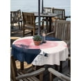 thumbnail image 2 of Outdoor Tablecloth with Umbrella Hole Zipper Navy Blue Pink Abstract Art Round Tablecloth 60" Waterproof Outside Table Cloth Modern Luxury Geometric Patio Table Cover Tablecloths for Picnic Party, 2 of 8