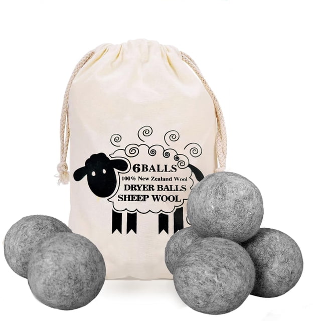 Pelotas de lana para secadora CCHONGCC, 6 unidades, reutilizables, 7 cm, gris oscuro