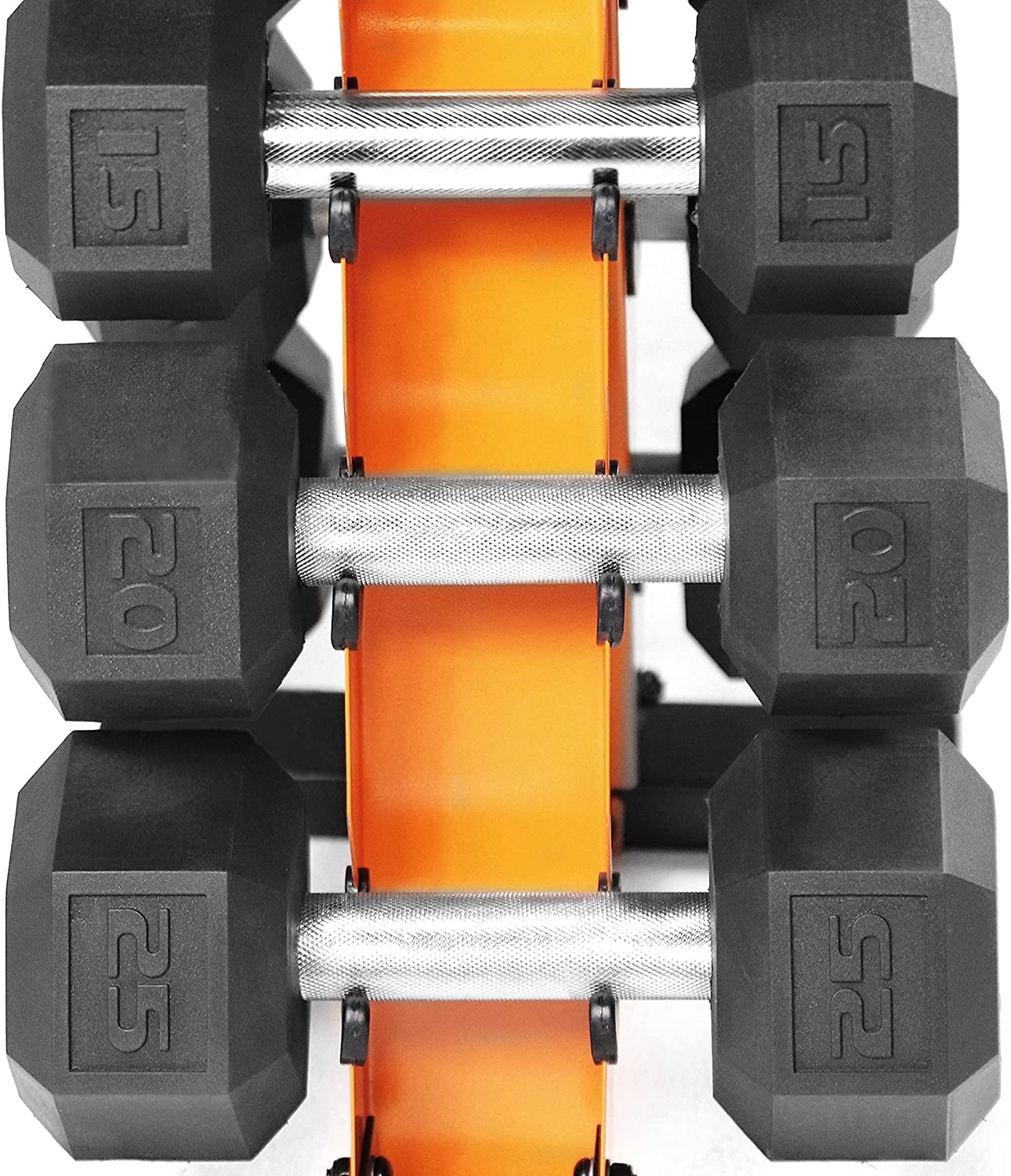 WF Athletic Supply 5-25Lb Rubber Coated Hex Dumbbell Set with A Frame Storage Rack Non-Slip Hex Shape for Muscle Toning, Strength Building & Weight Loss - Multiple Choices Available