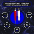 thumbnail image 3 of SatelliteSale 2 Male to 2 Male RCA Audio Stereo Composite Cable Universal Wire PVC Black Cord 100 feet, 3 of 7