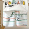 thumbnail image 4 of Floleo Kids Summer Cotton Short Sleeve Tee and Shorts Set Cute Dinosaur Car Graphic Round Neck Casual 2 Piece Outfit for Play School Daily Wear, 4 of 5