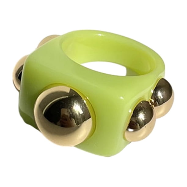 Qarigey Anillos llamativos de moda para mujer - Anillos gruesos arcílicos Anillo de dedo de regalo para mujer llamativo y atrevido Ropa, zapatos y accesorios Miscelánea verde