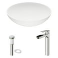 thumbnail image 2 of VIGO Matte Stone Lotus Composite Round Vessel Bathroom Sink in White with Amada Faucet in Brushed Nickel and Pop-Up Drain, 2 of 10