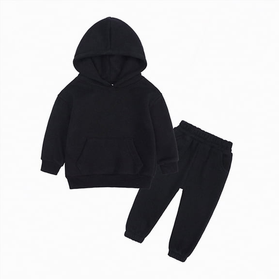 Little Boys Casual Outfit Sets Fall Winter Hooded Long Sleeve Elastic Waist 0 6 12 18 24 Months 2T 3T Sweatshirt and Pants Set 2 PC