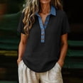 thumbnail image 5 of Tqcoqu Polo Shirts for Women Front Button V Neck Short Sleeve Womens Tops Casual Comfy Loose Fit T Shirts,Black,Women's S-XXL, 5 of 7