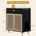 thumbnail image 4 of Faceket Wooden Ventilated Cat Litter Box Furniture with Scratching Board Doors and Drawer, Black, 4 of 7
