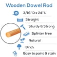 thumbnail image 4 of Dowel Rods Wood Sticks Wooden Dowel Rods - 3/16 x 24 Inch Unfinished Hardwood Sticks - for Crafts and DIY'ers - 25 Pieces by Woodpeckers, 4 of 8
