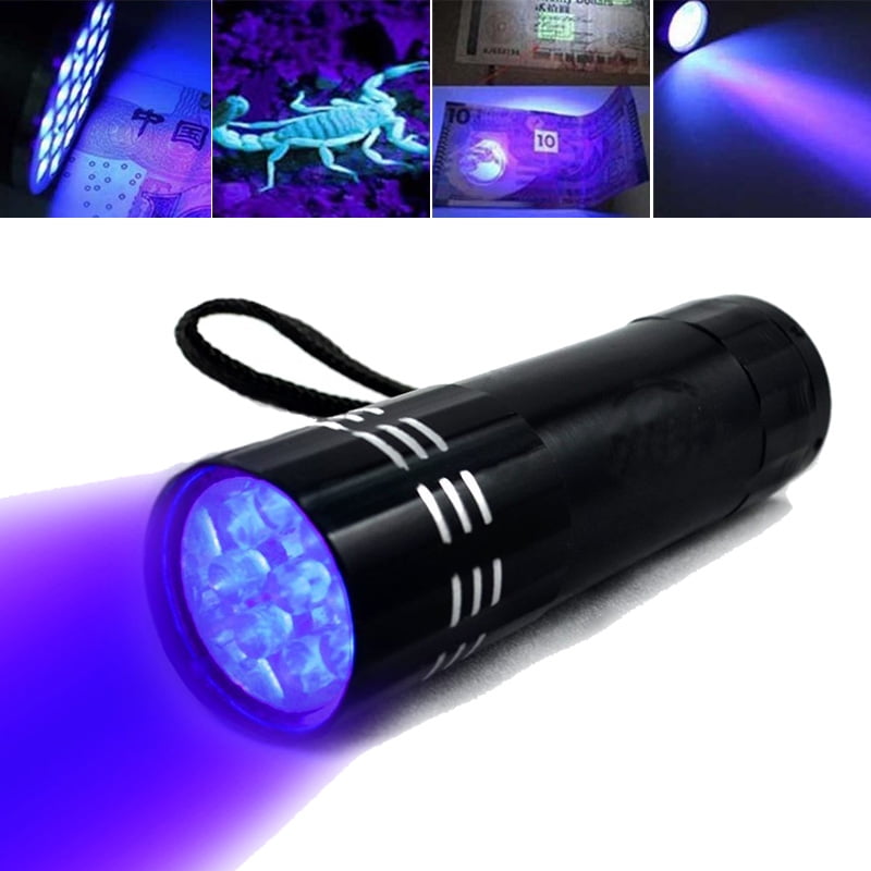 Ultraviolet Black Mini Flashlight LED Light Torch Portable 9 LED Torch Lamp