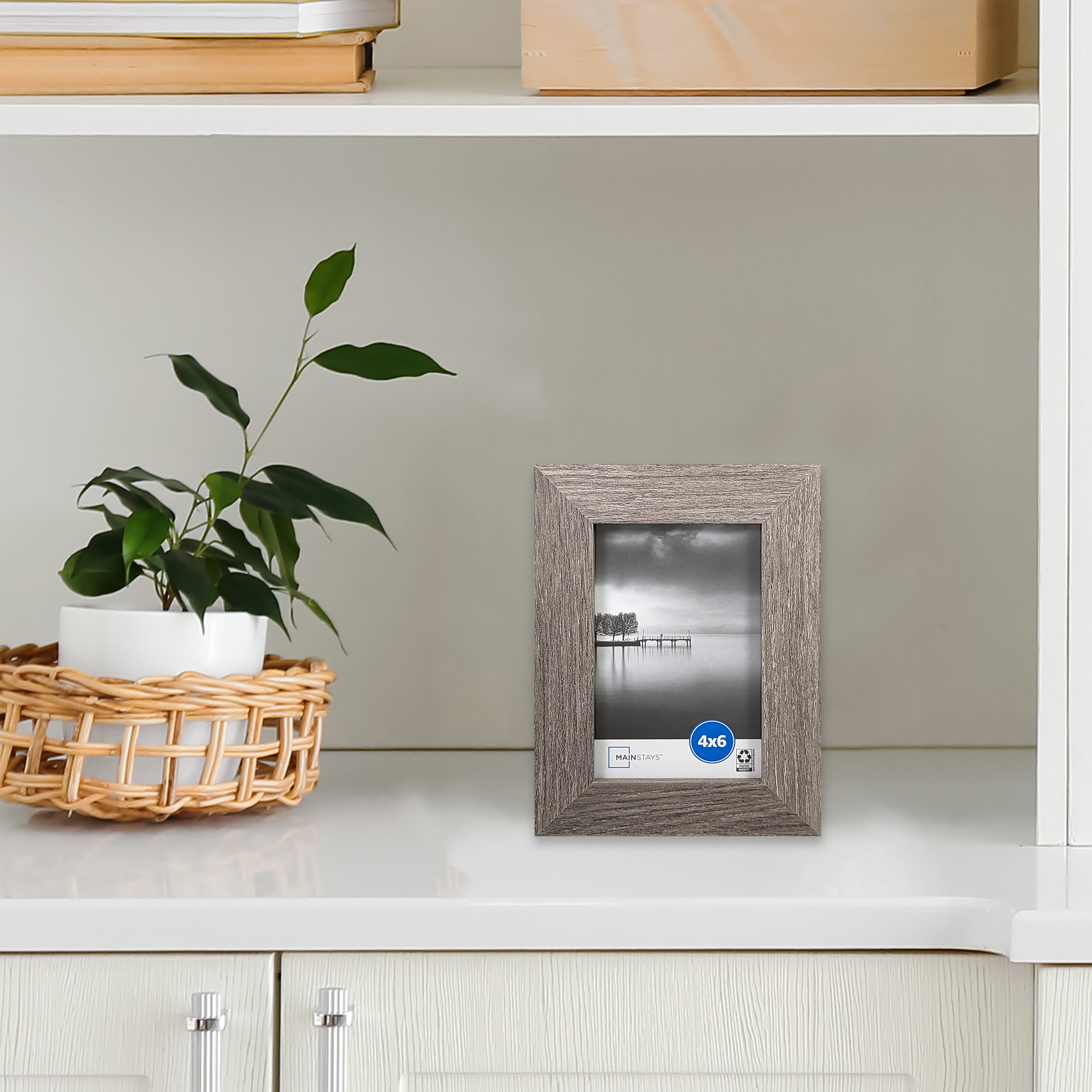 (2 pack) Mainstays 4x6 Wide Beveled Tabletop Picture Frame, Rustic Gray