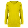 thumbnail image 4 of IROINNID Women's Fall Tops Long Sleeve Oversized Base Shirts Solid Workout Sweatshirts Casual Basic V-Neck Loose Fit Pullover with Pocket,Yellow, 4 of 5