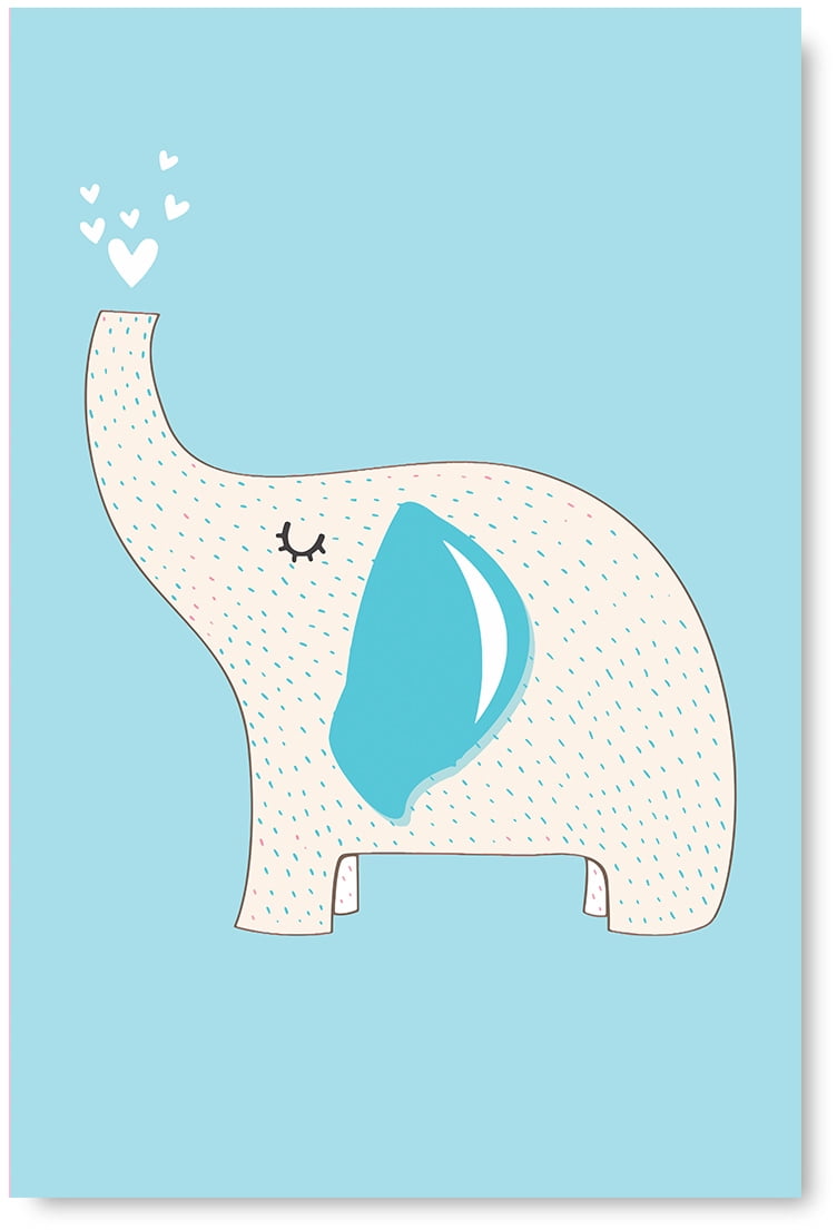 Love In Wild Elephants Heart Canvas Art Poster Print Wall Decor 