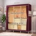 thumbnail image 7 of Clothes Organizer with 3 Hanging Rod Closet Organizer with Shelf Portable Closet with Cover Clothes Rack Standing Closet Clothes Storage Wardrobe Garment Cabinet 50x17x67inch, 7 of 7