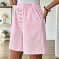 thumbnail image 6 of Cagogo Womens Striped Elastic Waist Shorts Plus Size Cotton Linen Loose Casual Flowy Summer Beach Travel Lounge Shorts with Pockets Comfy Clothing, Pink 2XL, 6 of 8
