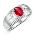 thumbnail image 4 of RYLOS Men's Rings Sterling Silver Classic 8X6MM Oval Gemstone &  Diamond Ring Ruby July Birthstone Rings For Man Silver Rings Size 9, 4 of 8
