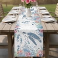 thumbnail image 4 of Coastal Turtle Table Runner - 70 Inch Long Summer Beach Nautical Ocean Coral Seahorse Cotton and Linen Blended Dress Scarves Farmhouse Table Runner for Kitchen Dining, Coffee Table, 13" x 70", 4 of 8