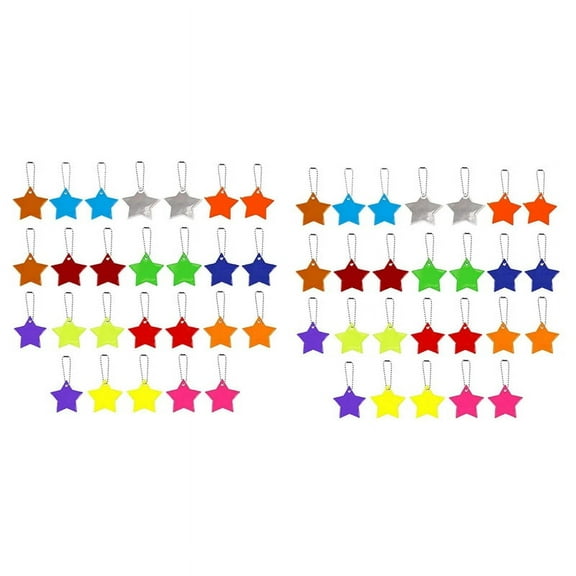52 Pieces Children'S Reflector Pendant,Star Reflector for School Bag,Backpack,Cycling,Walking,Running