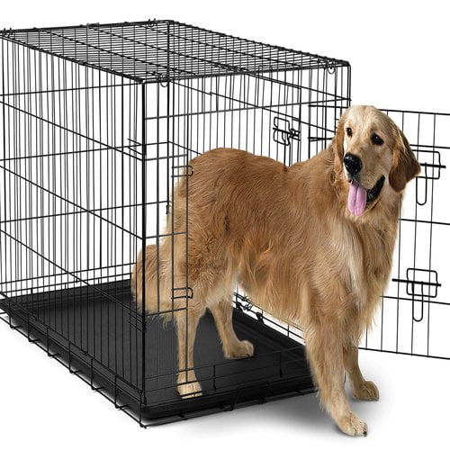 Paws & Pals 42" Heavy Duty Foldable Double Door Dog Crate with Divider