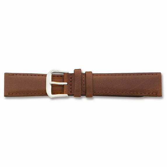 14mm Havana Smooth Leather Silver-tone Buckle Watch Band 6.75"