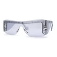 thumbnail image 2 of Unique Futuristic Avant Garde Half Rim Shield Rectangle Sunglasses Grey, 2 of 4