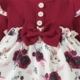 thumbnail image 5 of Odeerbi Infant Girls Long Sleeve Rib Knit Floral Dress Spring Fall Cute Bow Princess Dresses Ruffled Round Neck A-Line Dress Infant Girls Clothes, 5 of 9