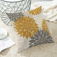thumbnail image 4 of Mustard Yellow Grey Pillow Covers 18x18 Inch Set of 2 White Dahlia Floral Decor Throw Pillows Summer Modern Geometry Flower Outdoor Decorative Cushion Cases for Sofa Couch Bed Decorations, 4 of 6