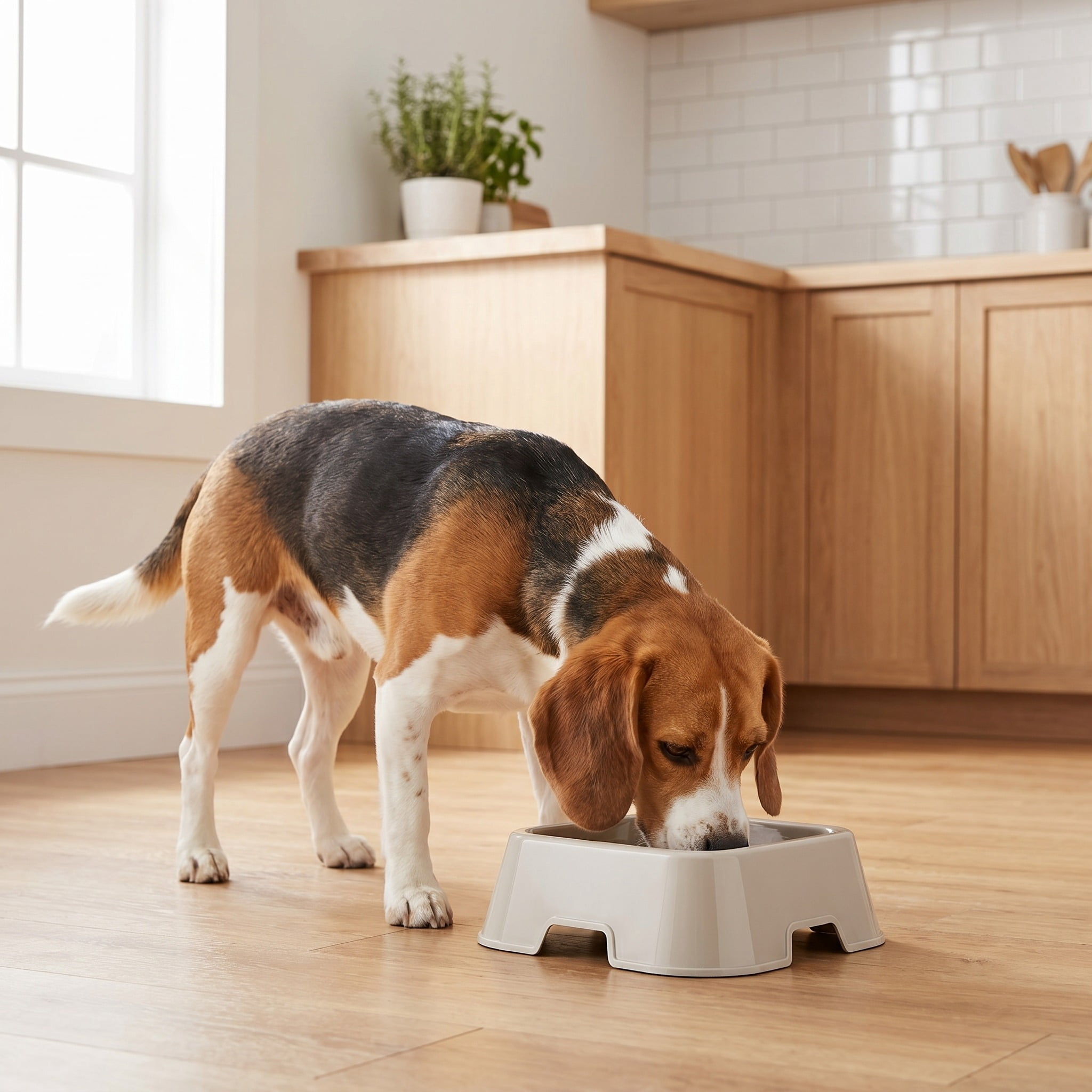 (4 pack) Vibrant Life Medium 8-Cup Square Double Wall Plastic Pet Bowl, Gray