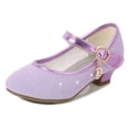 thumbnail image 2 of Viluyesy Girls High Heel Dress Shoes - Pearl Bow Crystal Princess Flats - Kids Soft Sole Wedding Party Performance School Uniform Shoes Purple Size 1.5 M, 2 of 8