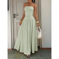 thumbnail image 4 of Mint Green Strapless Smocked Waist Ribbed Maxi Dress With Flowy Pleated Skirt Elegant Formal Party Gown, 4 of 6