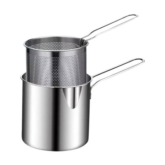 Fiocias Deep Fry Pan with Strainer Detachable for Fried Chicken Legs Fries Outdoor Party