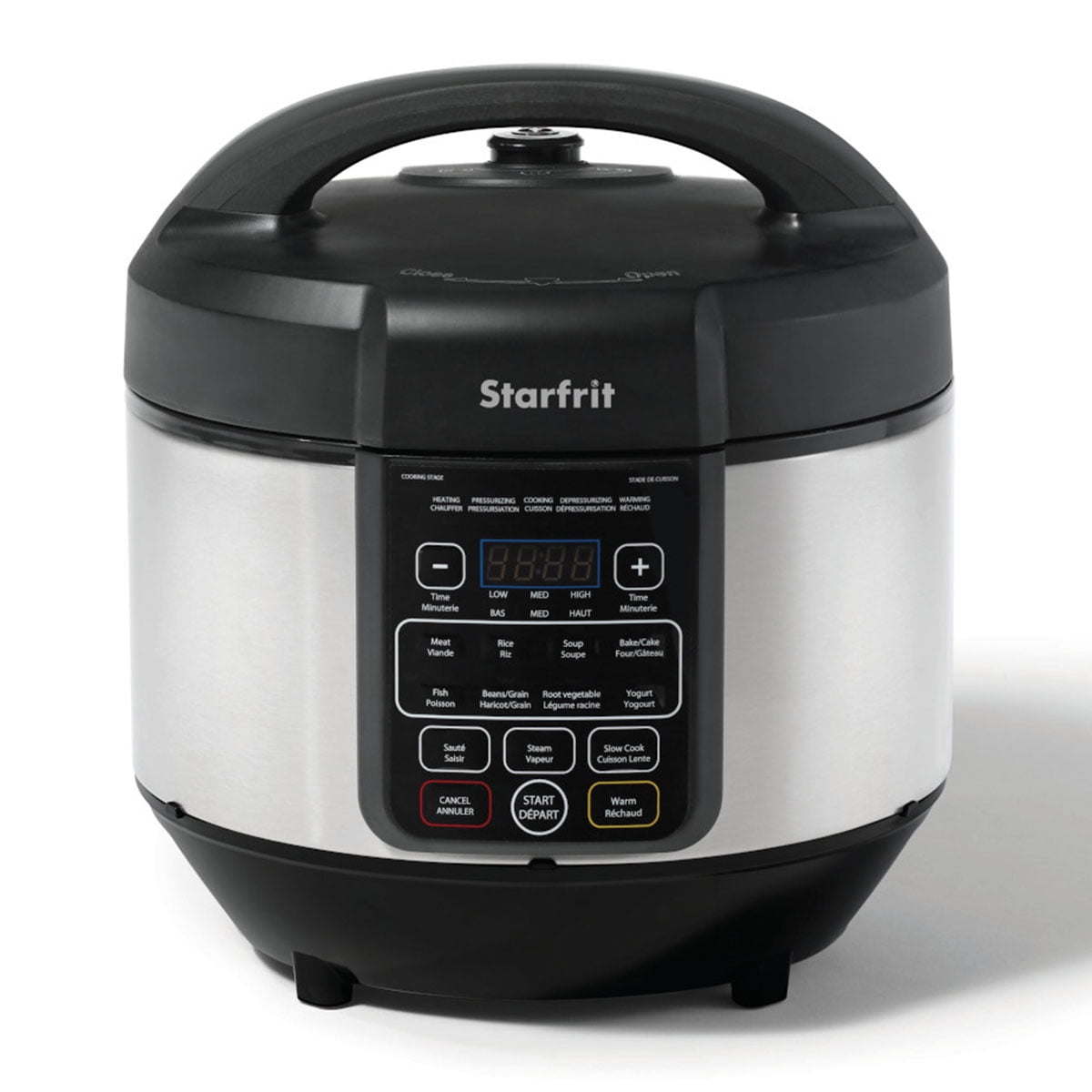 Starfrit Electric Pressure Cooker 8L (8,5Qt) Capacity, Steam Tray, Measuring Cup & Spatula, 11 Preset Cooking Functions, Black