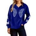 thumbnail image 2 of CharmCyan Women's Casual Loose Winter Butterfly Zipper Hooded Long Sleeve Pocket Jacket Royal Blue M, 2 of 2