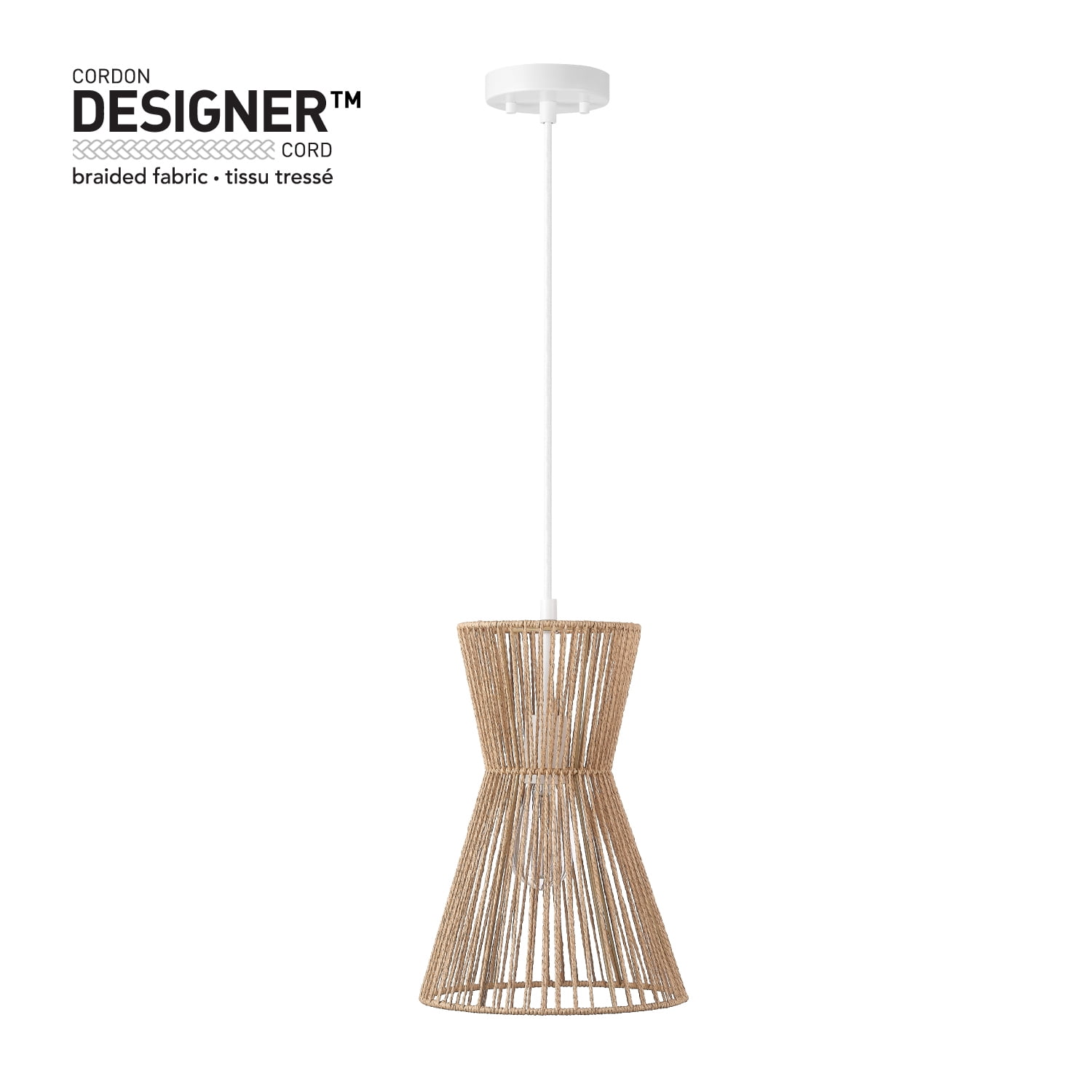 Novogratz x Globe Electric 1-Light Twine Shade Matte White Pendant Light