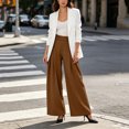 thumbnail image 5 of Achuyrbd Women's High Waisted Wide Leg Pants Button Front with Pockets Solid Color Business Casual Office Trousers Professional Work Wear, S-2XL, 5 of 6