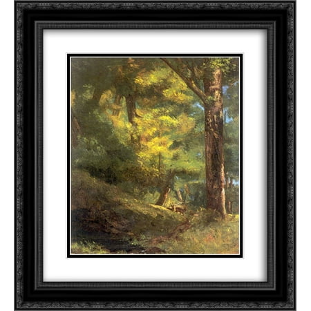 Gustave Courbet 2x Matted 20x24 Black Ornate Framed Art Print 'Two Roe Deers in the Forest'