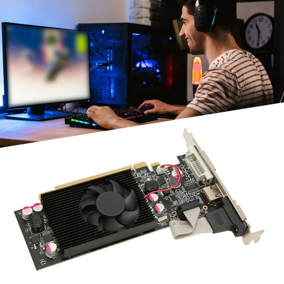 GT210 Desktop Graphics Card 1GB DDR2 64bit 589/800MHz GPU With Ooling Fan, 2K HD Video Card Cheap Video Capture Card HDML Plug And Play