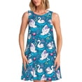 thumbnail image 1 of Easygdp Swan On The Pond para Vestido Transpirable de Mujer, Vestido Suelto de Manga Corta con Pliegues y Bolsillos para el Verano, 1 of 7