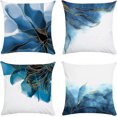 thumbnail image 1 of Waterproof Cushion Covers Set of 4, Decorative Throw Pillow Cover, Water Resistant Scatter Pillowcase 45X45cm for Garden Living Room Sofa Blench (Wave, 1 of 4