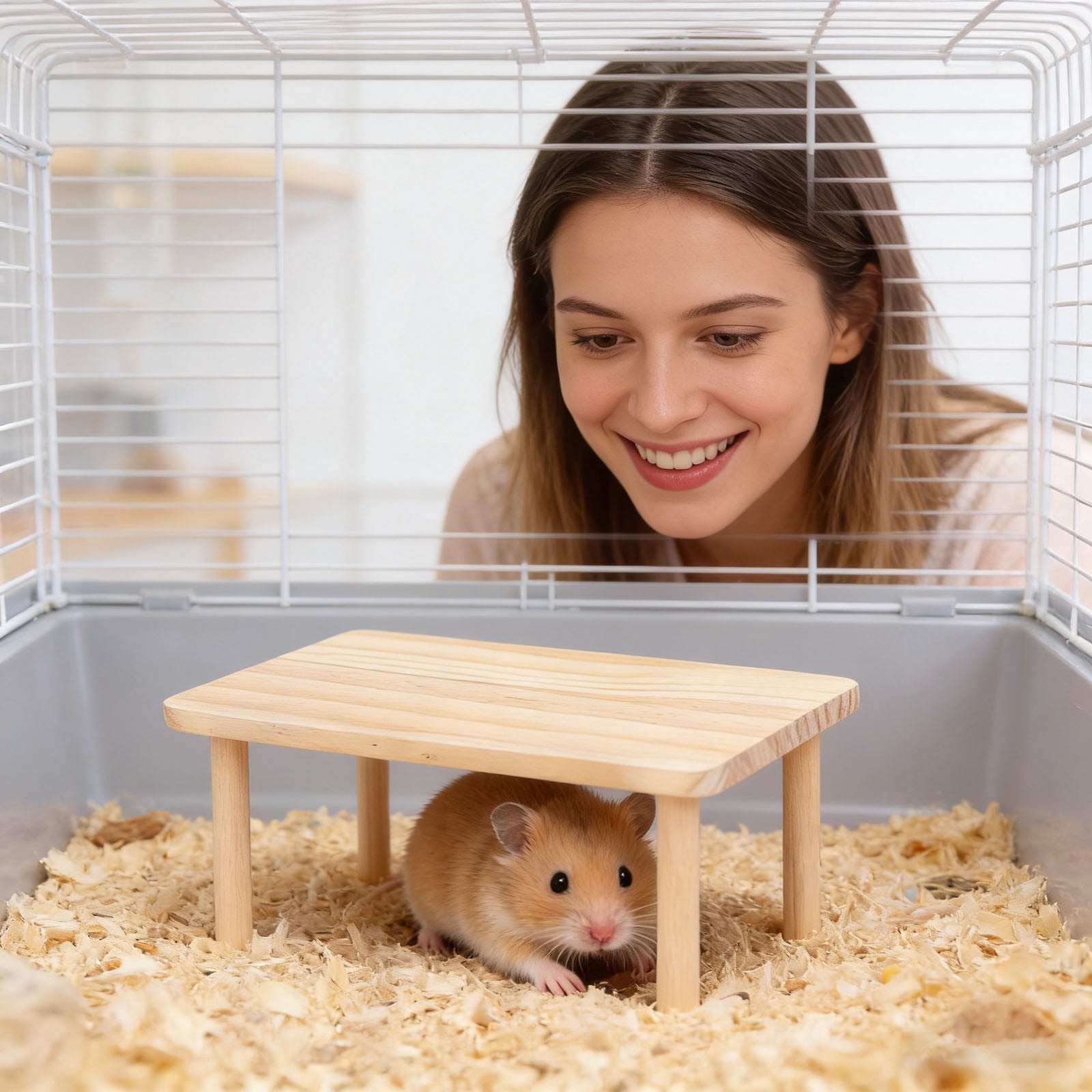 Hamster Playground Wooden Cage Set with Ladder Tunnel Shelter for Gerbils Mice Small Animals Squirrels Indoor Interactive Toy 4PCS